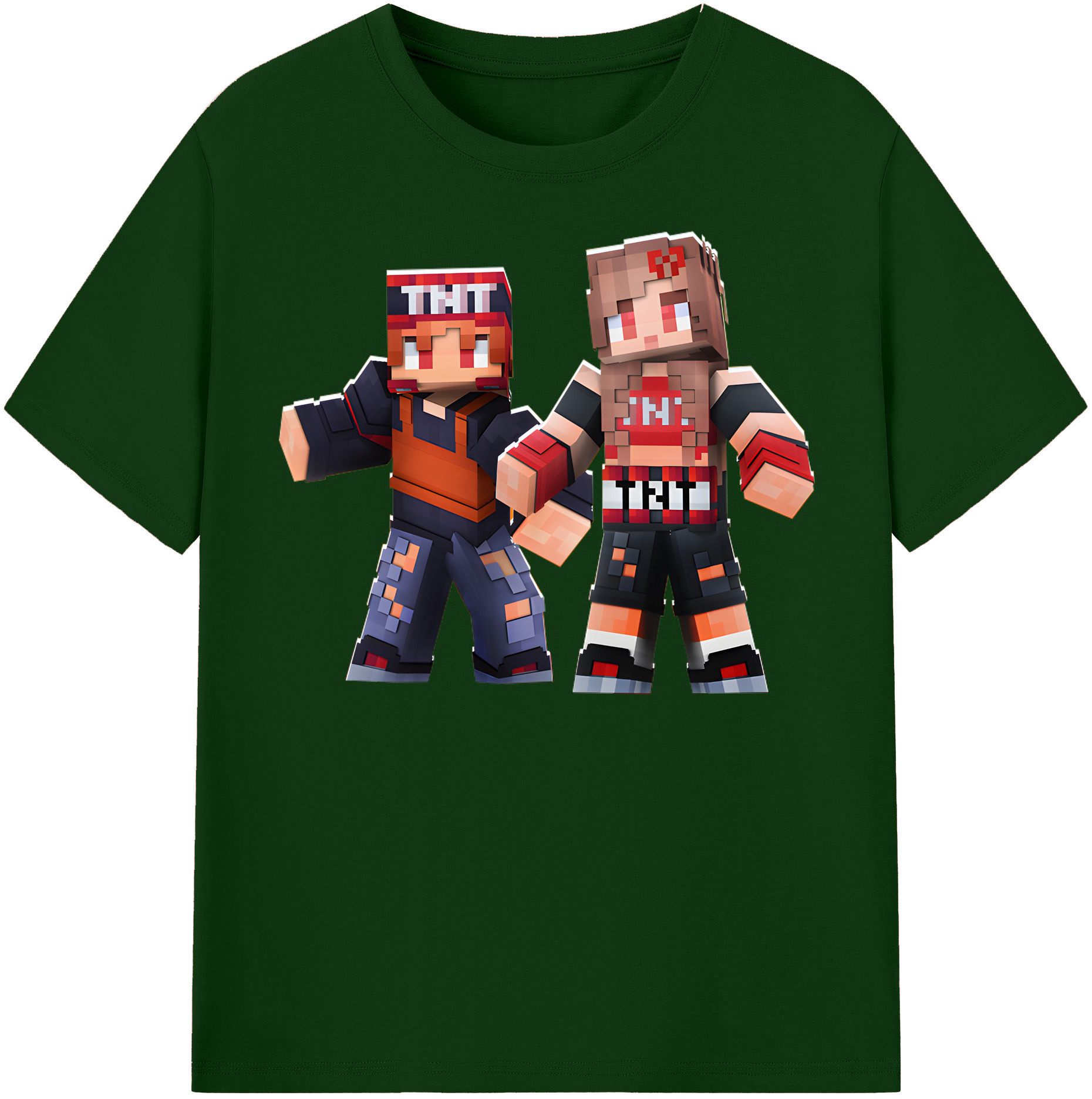 （画像用） マインクラフト ブロックの世界 Minecraft MC Block world 綿100％半袖Tシャツ（フロントプリント）
